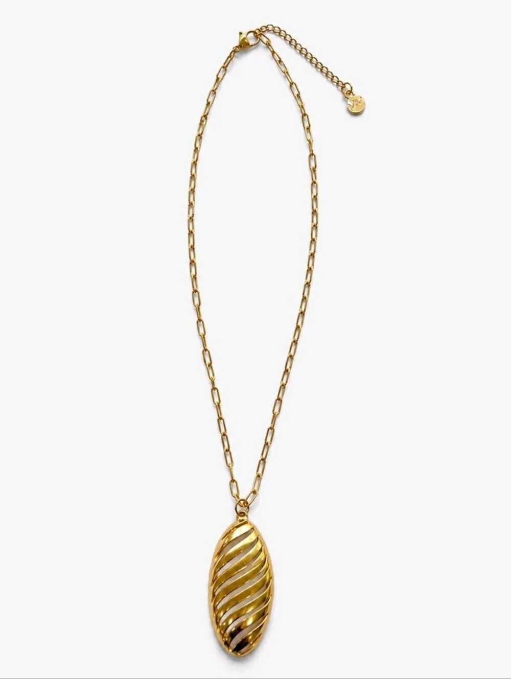 MAYAMAR 18K Gold Plated Openwork Oval Pendant Necklace – New